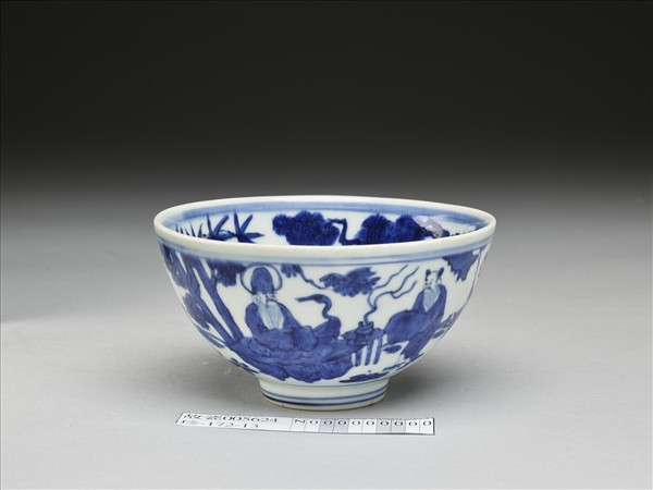 青花八仙祝壽圖碗