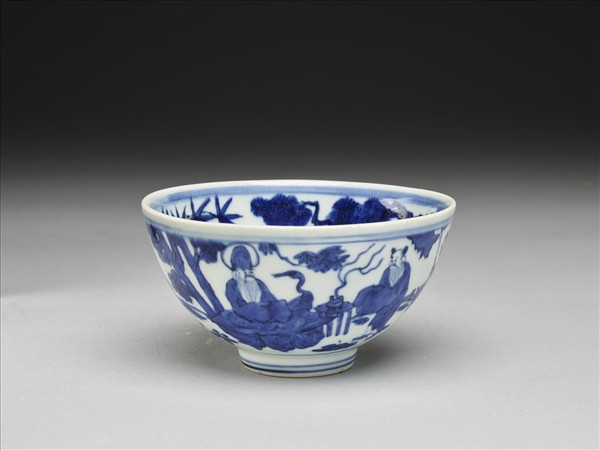 青花八仙祝壽圖碗