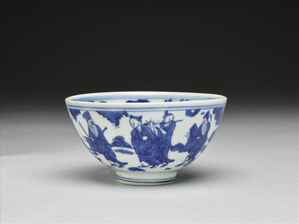 青花八仙祝壽圖碗