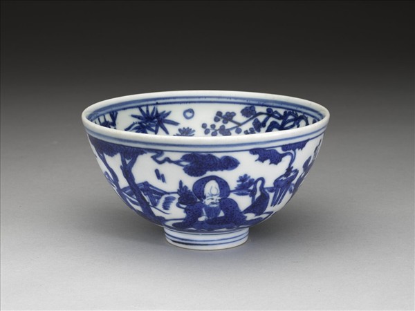 青花八仙祝壽圖碗