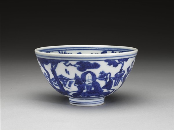 青花八仙祝壽圖碗