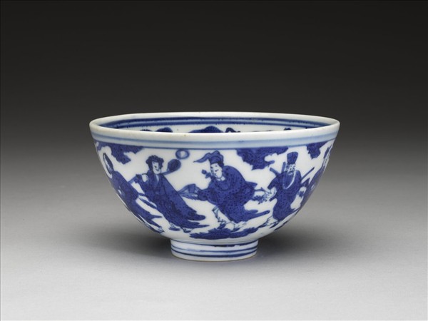 青花八仙祝壽圖碗