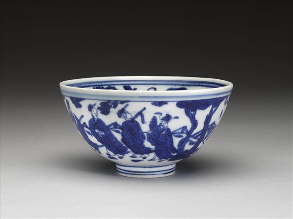 青花八仙祝壽圖碗