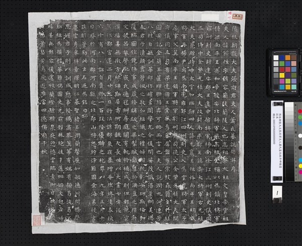 隋故朝散大夫張府君夫人蕭氏墓誌銘并碑額墨拓本