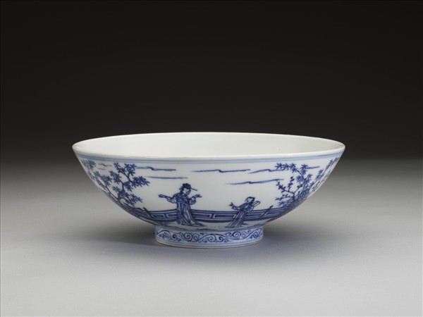 青花仕女圖碗
