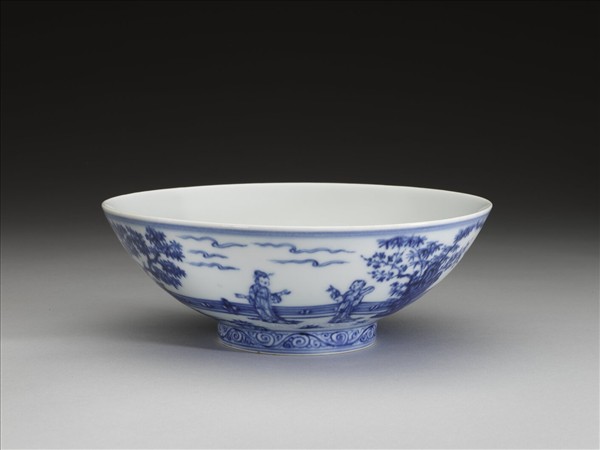 青花仕女圖碗