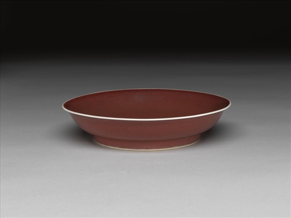 霽紅釉盤