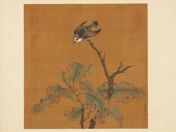 歷代名繪　冊　宋趙令松花鳥