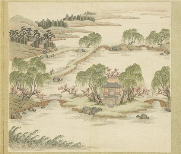 清繡線西湖圖　冊　柳浪聞鶯