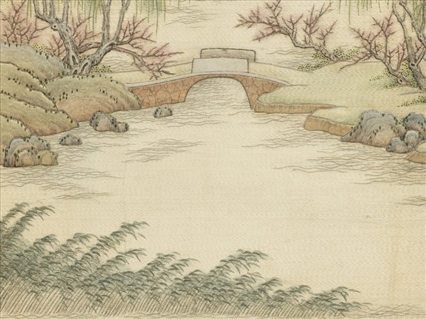 清繡線西湖圖　冊　柳浪聞鶯