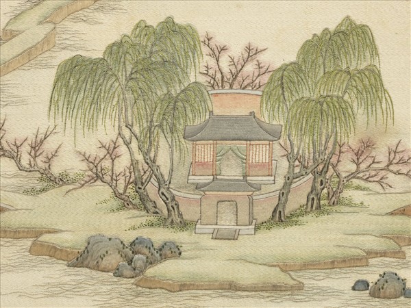 清繡線西湖圖　冊　柳浪聞鶯