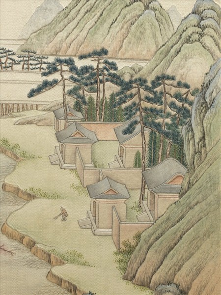 清繡線西湖圖　冊　南屏晚鐘