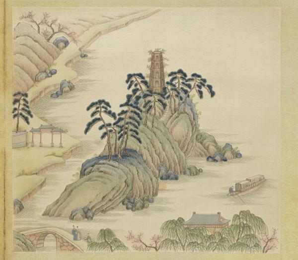 清繡線西湖圖　冊　雷峰夕照