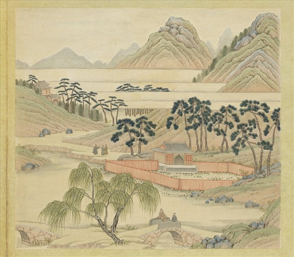 清繡線西湖圖　冊　花港觀魚