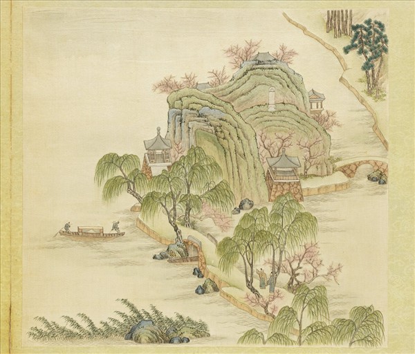 清繡線西湖圖　冊　平湖秋月