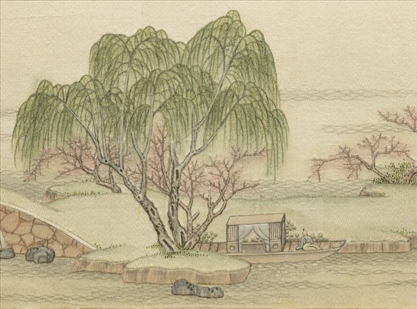 清繡線西湖圖　冊　蘇隄春曉