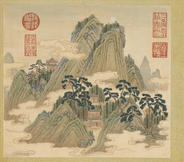 清繡線西湖圖　冊　雙峰插雲