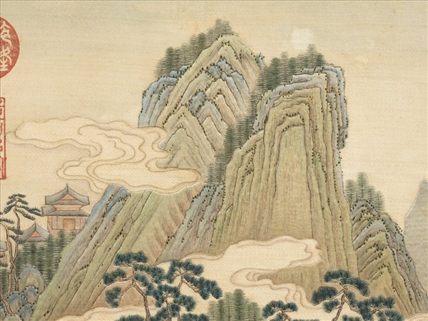 清繡線西湖圖　冊　雙峰插雲