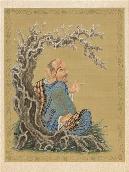 清繡畢沅書御製十六羅漢贊　冊　租查巴納塔嘎尊者