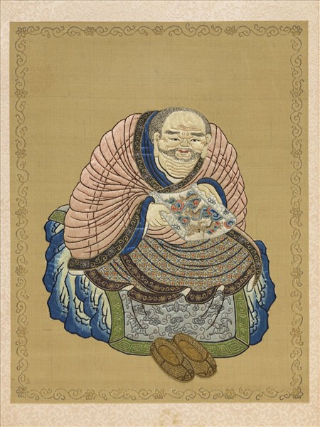 清繡畢沅書御製十六羅漢贊　冊　巴納塔嘎尊者