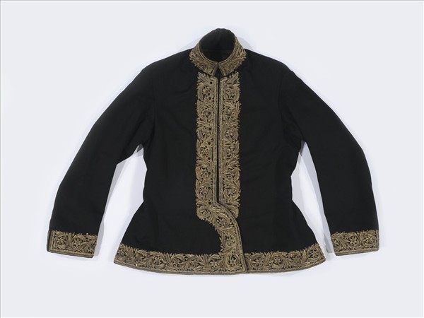 印尼 黑地金線刺繡毛外套