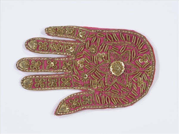 印度 桃紅地刺繡