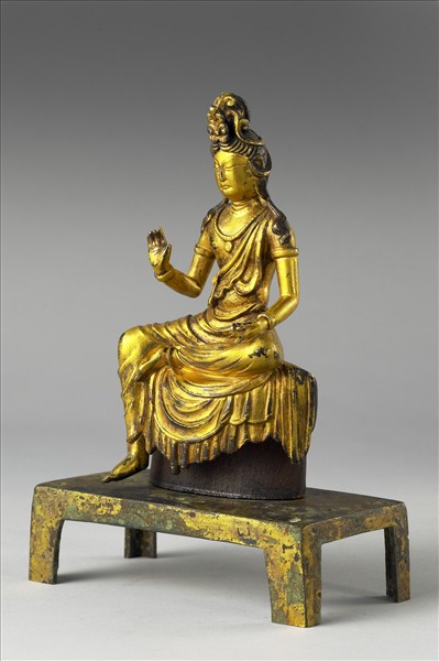 中國 唐 銅鎏金 菩薩坐像