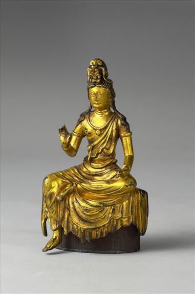 中國 唐 銅鎏金 菩薩坐像