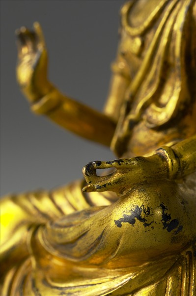 中國 唐 銅鎏金 菩薩坐像