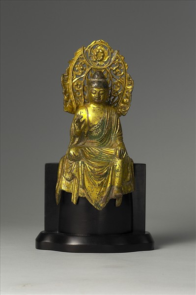 中國 唐 銅鎏金 佛坐像