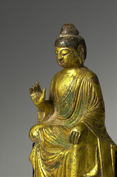 中國 唐 銅鎏金 佛坐像