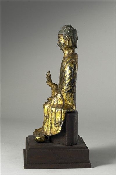 韓國 三國時代 銅鎏金 佛倚坐像