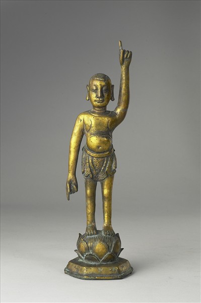 韓國 朝鮮時代 銅鎏金 誕生佛像