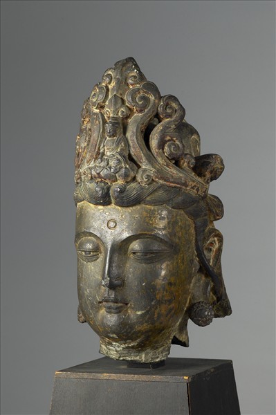 中國 明 石雕 菩薩頭像