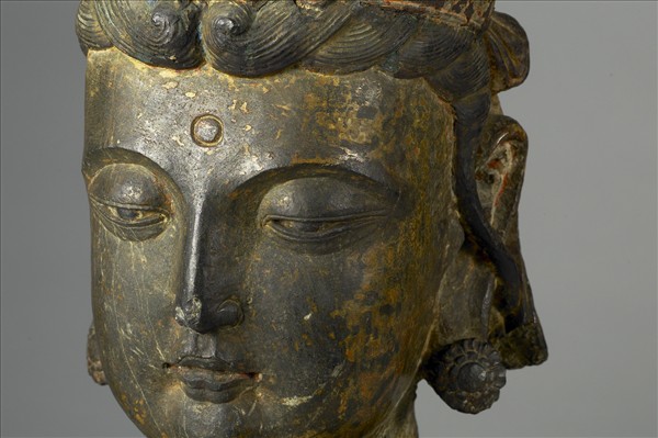 中國 明 石雕 菩薩頭像