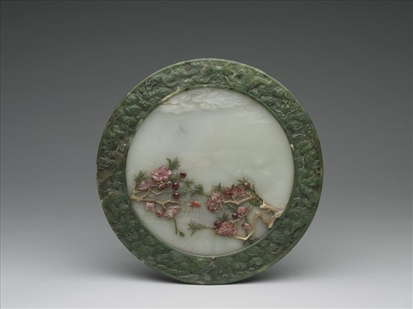 玉嵌寶石浣花溪舟圖插屏