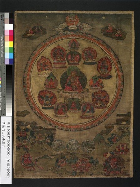 西藏十七至十八世紀蓮華生大士曼荼羅唐卡　鏡框