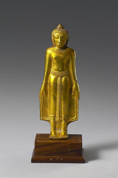 泰國 14世紀 青銅鎏金 佛立像，或為自忉利天宮返觀地獄像