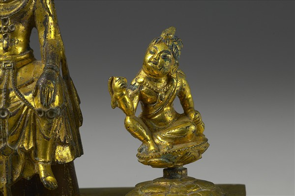 銅鎏金菩薩三尊像