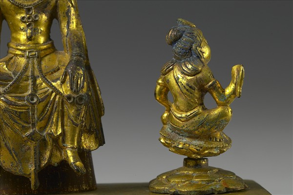 銅鎏金菩薩三尊像