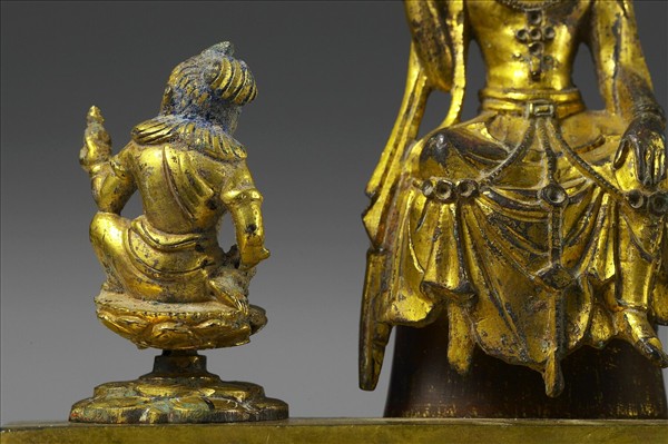 銅鎏金菩薩三尊像