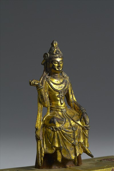 銅鎏金菩薩三尊像