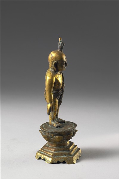 中國 明 銅鎏金 誕生佛像