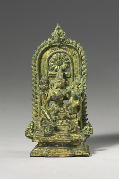 印度東北地區 12世紀 青銅鎏金 烏瑪—大自在天舒坐像
