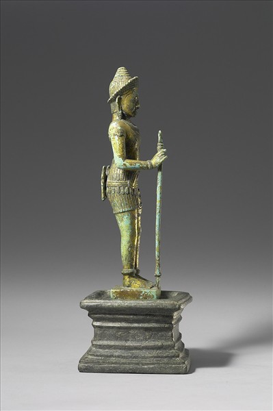 柬埔寨 12-13世紀 青銅鎏金 男神立像，或為濕婆神