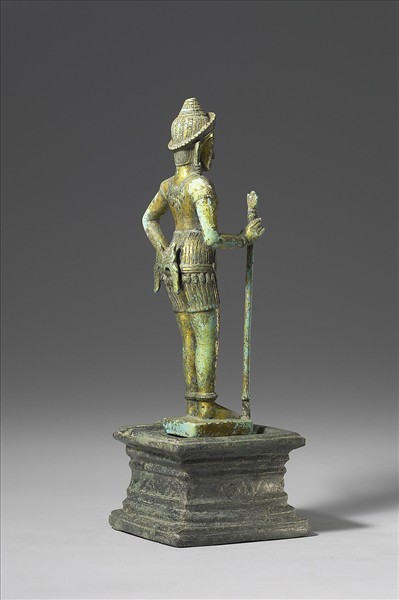 柬埔寨 12-13世紀 青銅鎏金 男神立像，或為濕婆神