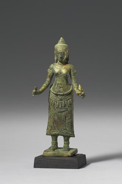 柬埔寨 12-13世紀 青銅鎏金 般若佛母立像