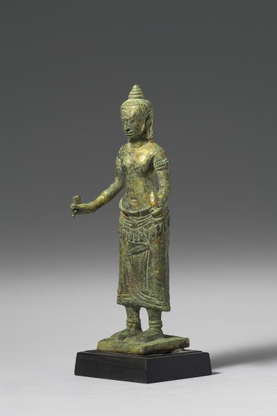 柬埔寨 12-13世紀 青銅鎏金 般若佛母立像