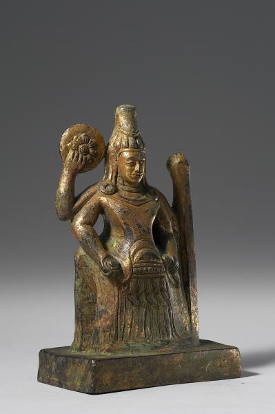 泰國 12世紀 青銅鎏金 毗濕奴神立像
