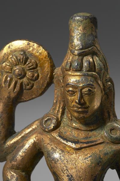 泰國 12世紀 青銅鎏金 毗濕奴神立像